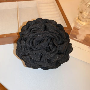 Width 3.55Inch Retro Fabric Rose Flower Hair Clip Back Head Half-tied Hairpin Medium Flower Hair Claw Womens Hair Accessories