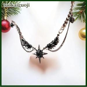 tuokaiguoji Punk Devil cánh đen Zircon Mặt dây chuyền vòng cổ cho nam giới phụ nữ Gothic hiphop mát tối Vòng cổ bên trang sức phụ kiện Quà Tặng