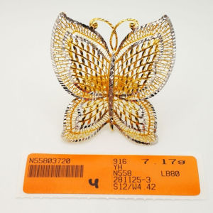 Yon Hing Cincin Rama-rama Besar 7.17g Emas 916