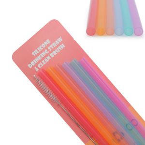 6pcs Reusable Silicone Straws Extra Long Flexible Replacement Straws for Tall Travel Mug A Cleaning Brush Included
