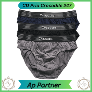 3 Pcs Celana Dalam Cd Pria Dewasa Katun Polos Premium Merk CROCODILE 251 - 247 Ukuran M L XL