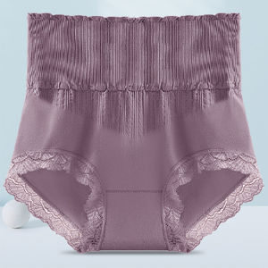 Stretch High Waist Lace Tummy Control Underwear Seamless Hip Lifting Abdominal Antibacterial Panties Breathable Underwear