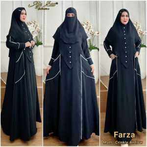 BISA COD Set Gamis Syari Kombinasi Lis Kode FARZA Bahan Kringkel Premium By Ory AjeZas Collection
