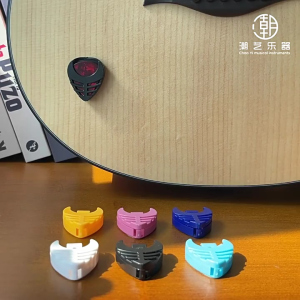 6Pcs Plastic Stick On Guitar Pick Case Guitar Pick Holder with Adhesive Back and Spring for Acoustic Guitar Bass Ukulele