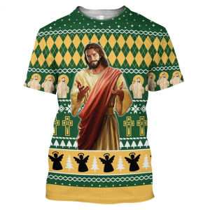 Jesus Pattern T-shirt Mens Clothing 3D Print Short Sleeve O-neck Tees Christianity God Casual Fashion Outdoor Oversized T Shirt