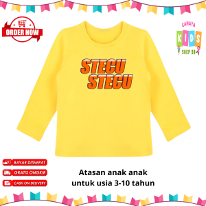 Atasan Lengan Panjang Motif STECU Setelan Cuek Cuek Aja Untuk Usia 3-10 Tahun