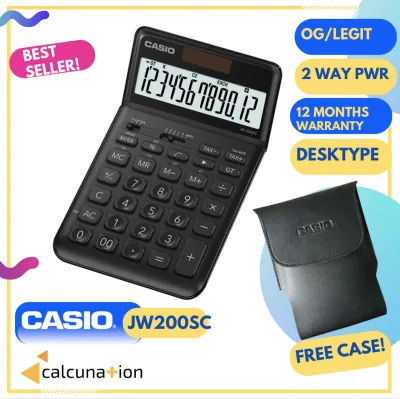 CALCULATOR CASIO JW200SC BLACK w/ Optional Pouch