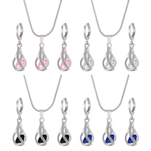 Chống dị ứng Bông tai Zirconia neckchain mạnh mẽ Zirconia Vòng cổ và Bộ Bông tai cho phụ nữ hiện đại