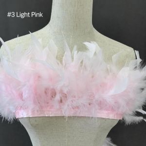 MARBLEX 39.3 in / 100 cm Feather Trim Costume DIY Sewing Fringe Feather Craft Ribbon Trendy Stage Decor Turkey Feather Trim Natural
