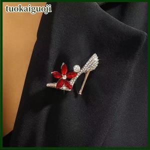 tuokaiguoji Fashion Crystal Flower High Heels Shoes Brooches Women Coat Clothing Badges Jewelry Accessries