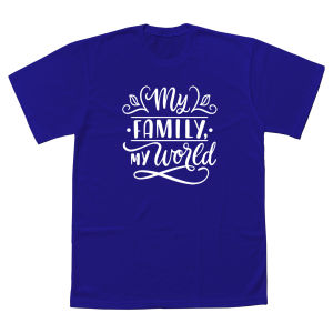 My Family My World T-Shirt Design Luminous Blue Color of the Year Family Shirt 2027 New Year for Kids and Adult High Quality Cotton
