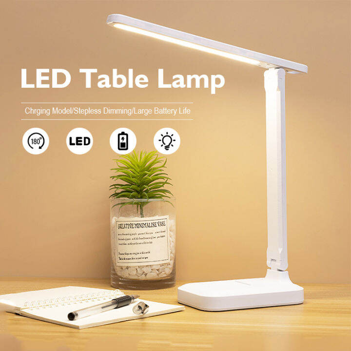 LED Light Dimmable Table Desk Lamp USB Rechargeable Study Light Eye Protection Home Lighting with 3 Color Modes Lampu Belajar Lampu Meja Lazada