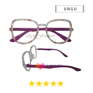 Kacamata Anak Anti radiasi Blueray Laptop/komputer/HP/TV Anti UV Oval Haxagonal Lensa Normal Aman Untuk Anak Anti Debu Full Frame Motif Bunga Lucu Unik - FREE CASE