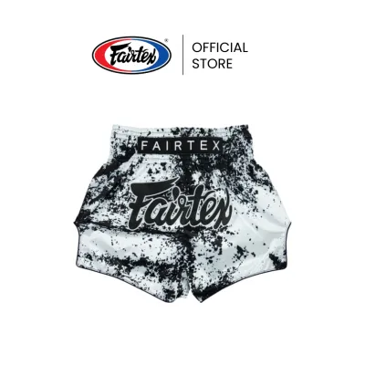 Fairtex กางเกงมวย BS1948 สี Grunge White กางเกงมวยไทยไมโครซาติน ทรงเพรียว เอวยางยืด 8 แถบ กระชับขึ้น ใช้งานยาวนาน ใส่ซ้อมมวยสากล มวยไทยได้