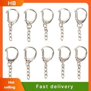 HB 10Pcs Polished Silver Keyring DIY Keychain Short Chain Split Ring Key Rings