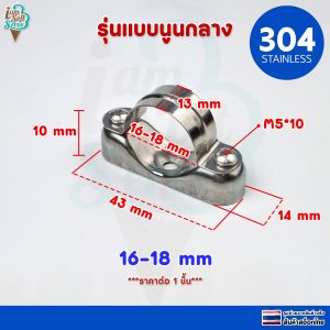 แคลมป์ยึดท่อ รุ่นแบบนูนกลาง เข็มขัดจับท่อวัสดุสแตนเลส 304 ขนาด 32mm 27mm 19mm