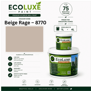ECOLUXE Interior Wall Paint 8L Value Pack 2x4L | Low VOC Low Odour Washable Matt Wall Paint | HDB Home Singapore