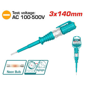 Bút thử điện TOTAL điện áp 100-500V kích thước 14-19cm nhỏ gọn tiện lợi mang theo - Chính hãng