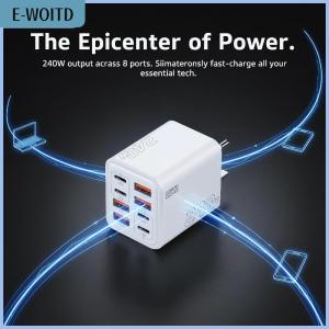 【E-WOITD】 240W GaN USB C Charger 8 In 1 Safe And Quick Charging Adapter Multiple Output Plug For Study Room Business Trip Outdoor