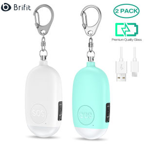 Brifit Personal Alarm Keychain 130dB Personal Security Alarms Rechargeable Emergency Security Safe Sound Waterproof With Led Light for Kids Women Girls Elderly Student Night Walker女性防狼警报器Siren anti serigala