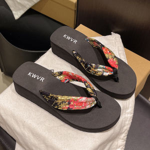 [Free Shipping] New womens flip-flops for outdoor wear summer fashion versatile bohemian beach thick-soled high-heeled sandals