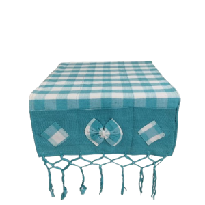 Taplak Alas Kulkas Motif Kotak-kotak Warna Hijau Toska