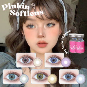PINKINSOFTLENS My Kitty Luca By Pinkin Kiwi Hazel Blueberry Blue Seasalt Green Chocoberry Pink Lavender Purple Softlens Normal -0.00 Minus -10.00 1 Pasang Lensa Kontak Warna Diameter 14.5mm  Lensa Kontak softlen Soft Lens Murah