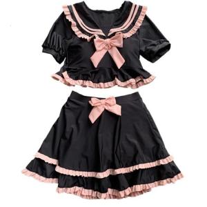 Phong cách Bộ Đồ Tắm cho nữ sinh cung đồ bơi hai chiếc Đồ bơi họa tiết kẻ Đồ bơi cho bé gái Bộ đồ bơi Ruffle