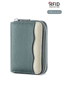 Genuine Leather Wallet for Women and Men RFID Blocking Credit Card Holder Wallet 20 Slots Credit Card Holder with Zipper