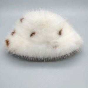 JPTD Soft Fluffy Faux Fur Hat Thick Warm Cozy Skin Friendly Leopard Scarf Winter Hat Scarf Comfortable Fit Spotted Bucket Cap Women Ladies
