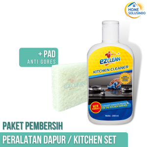 Paket Pembersih Kerak Minyak Dapur Kompor - EZClean Kitchen Cleaner & Pad Putih Anti Gores