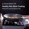 JEETEE Marble Stone Non Stick Frying Pan with Lid Die-cast Cooking Pan, kuali leper tak melekat Suitable for Gas and Induction Stove 20/24/28CM. 