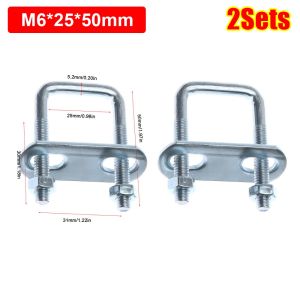 MAYIT 2Sets Right Angle U-bolt Square Clamp Iron With Baffle Squa Bolt Durable Screw Pipe U-clamp