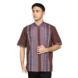 (BONUS DUS) Baju Koko Pria Terbaru 2025 Bahan Songket Pinggiran Lengan Pendek MOERBA 19D243519 Bahan Halus Dingin Tebal Bagus