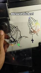 Holographic Laser Prayer Sticker for Car Window Interior - Colorful Jesus Rosary Decal