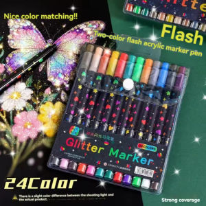 CuddleCove 96Colors Dual Tip Glitter Acrylic Marker Set Non-Toxic Drawing Color Pen Set Markers Pens DIY Crafts