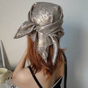 OBDUTE Y2K Snake Print Hair Scarf Hip Hop Soft Serpentine Hair Band Headwear Square Snake Punk Bandana Girls