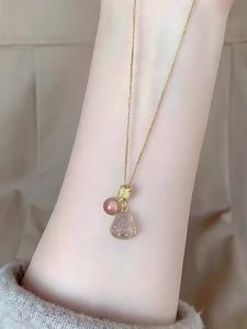 Exquisite three-dimensional translucent Buddha pendant necklace light luxury light-colored niche design fortune-bringing and luck-attracting collarbone jewelry