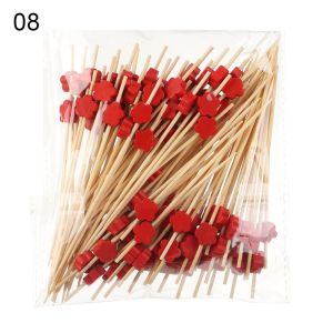 CHUAN 100Pcs Picnic Party Supplies Cupcake Fruit Fork Toothpick Skewer Salad Sandwich Toothpicks Bamboo Picks Food Fruit tail Decor Handmade Toothpicks Fruit Sticks