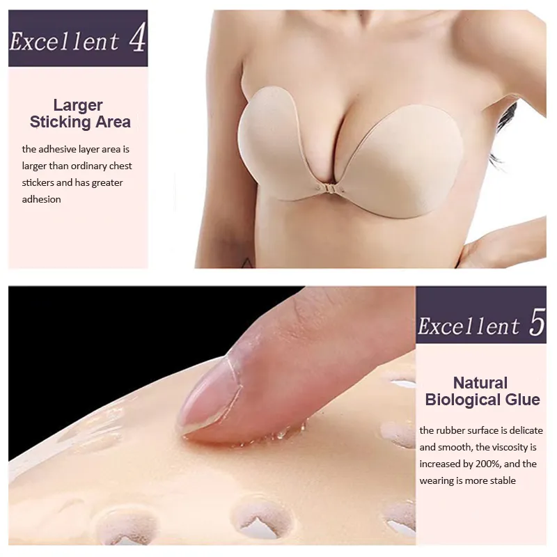 Lingerie Womens Silk Women Invisible Lift Sticky Bra Breathable Strapless  Front Button Bra Adhesive Push Up Silicone