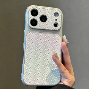 Gradient Double Color Laser Lattice Pattern Phone Case For iPhone 17 16 15 14 13 Pro Max Plus Full Camera Lens Protection Cover