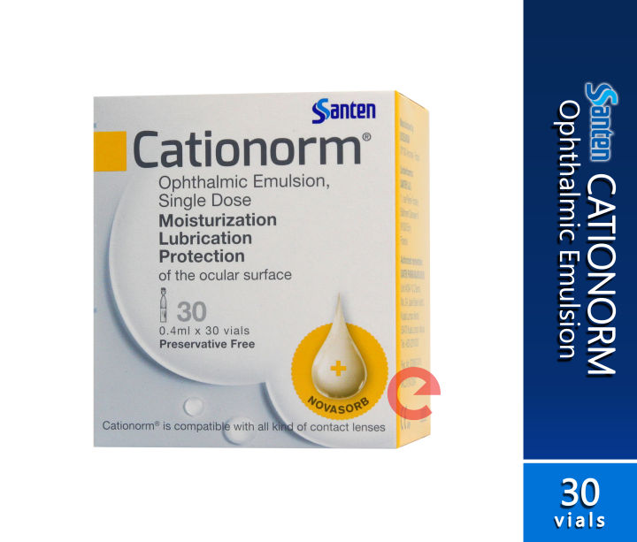 Santen Cationorm Ophthalmic Emulsion Single Dose Preservative Free 04ml 1x30 Vials 6x5 4816