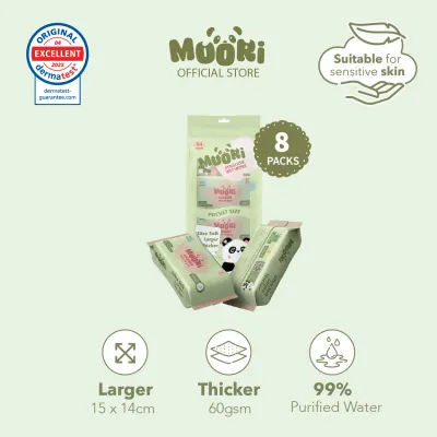Moori Mini Sensitive Wet Wipes (8wipes/pack) No Alcohol 99% Water Travel Pack