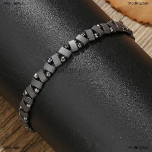 [COD] Modingdue Hip Hop Elastic Beaded Non-fading Men Bracelet Simple Black Stone Irregular Bracelet Simple Party Jewelry Accessories