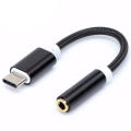 Adapter USB Type-C ke 3.5mm Audio Port Braided - PJ1645-01 / Adapter OTG Konverter USB Type C ke 3.5mm Audio Microphone hp Headset Earphone Port Braided Multifungsi / Splitter Kabel Data Penghubung Sambungan Type C Audio Microphone Hp Smartphone Murah. 