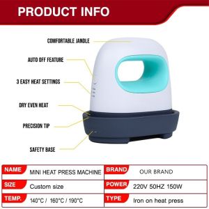 Mini Iron Heat Press Machine T-Shirt Printing Easy Heating Transfer Press Machines for Clothes Bags