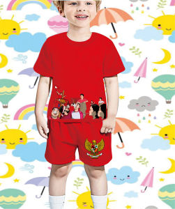 SETELAN BAJU ANAK ANAK 17 AGUSTUS 45/HUT 80/ANAK ANAK IKUT LOMBA /RAME RAME MAKAN KOROPOK