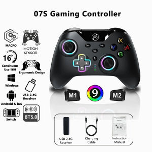 Koorfly 07S Wireless Gaming Controller Hall-Effect Gamepad 1000mAh Support 2.4G Receiver & Bluetooth Connection For Switch PC Steam Andior IOS