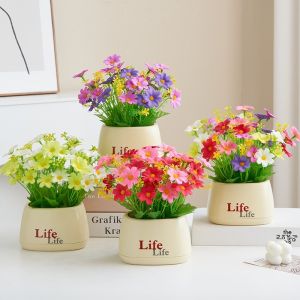 Artificial Flowers Empty Pot Plants Vase Home Decor Indoor Table Center Bonsai Plants Gift for Living