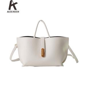 กระเป๋าหนัง PU สะพายไหล่ทรงถังสำหรับผู้หญิงกระเป๋าถือโท้ทวินเทจปรับสายได้กระเป๋ากระเป๋าหนังสือกระเป๋าเดินทางทรงถังแบบย้อนยุค